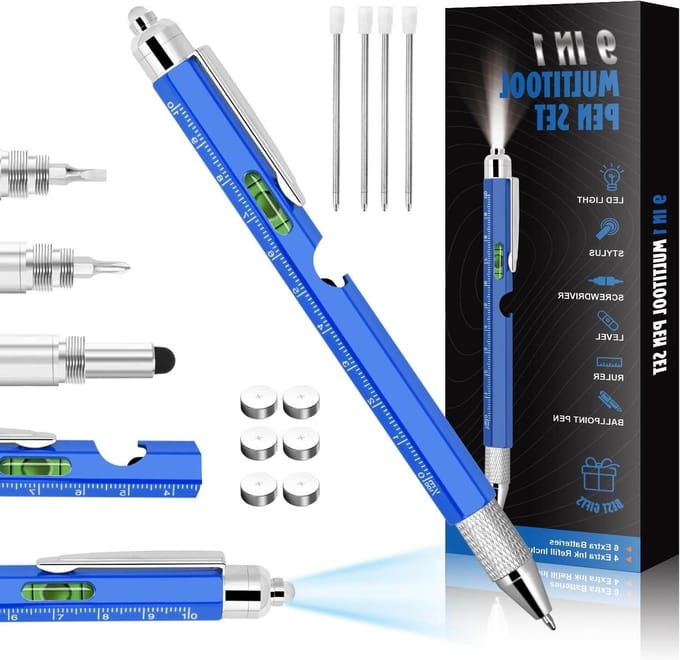 Multitool Pen - Gereedschap Pen - Doe-het-zelf - 9-in-1 Functies - 189 cm - Blauw