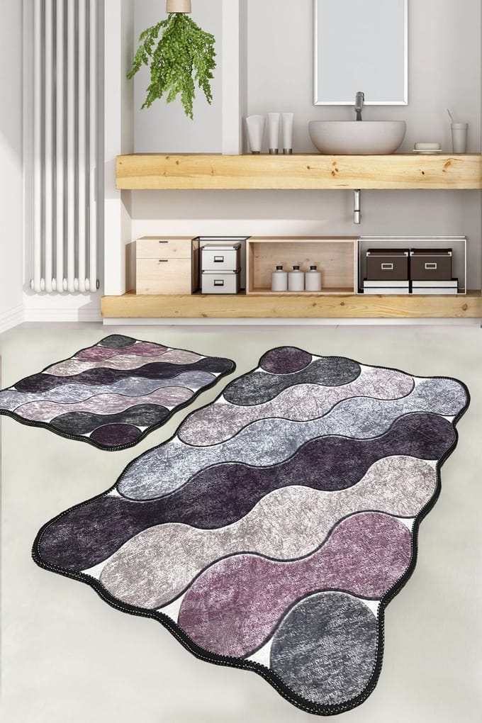 Asir - Badmattenset - 2 Stuks - Paars - 60 x 100 cm