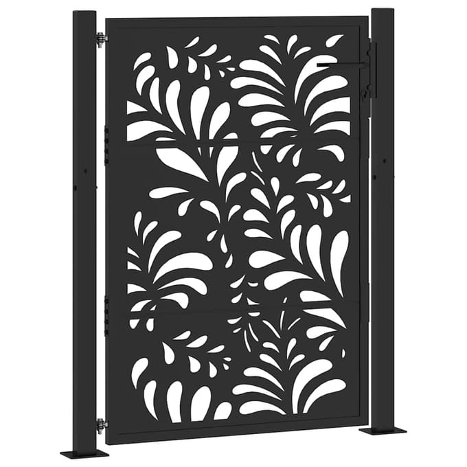 vidaXL - Poort - met - golfontwerp - 100x125 - cm - staal - zwart