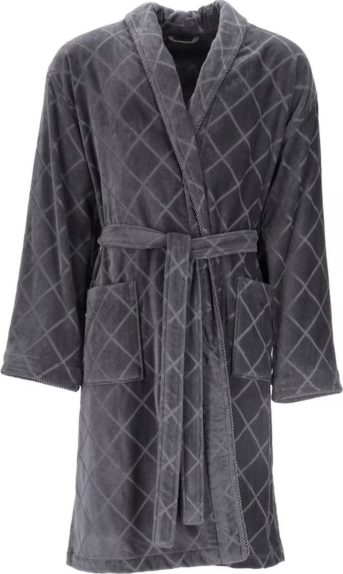 VOSSEN® Herenbadjas – Webvelours Structuur – Maat XXL – Kleur Graphit