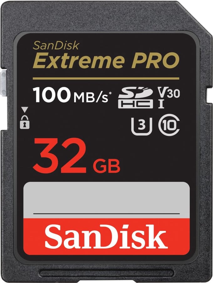 SDHC Geheugenkaart SanDisk Extreme Pro, 32Gb, Klasse 10 / UHS-1 U3 SDSDXXO-032G-GN4IN