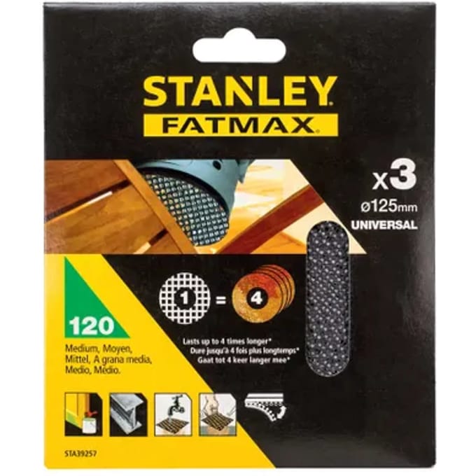 Stanley Schuurschijf Fatmax Quick Fit - K120 - Grijs - 125mm - 3 Stuks