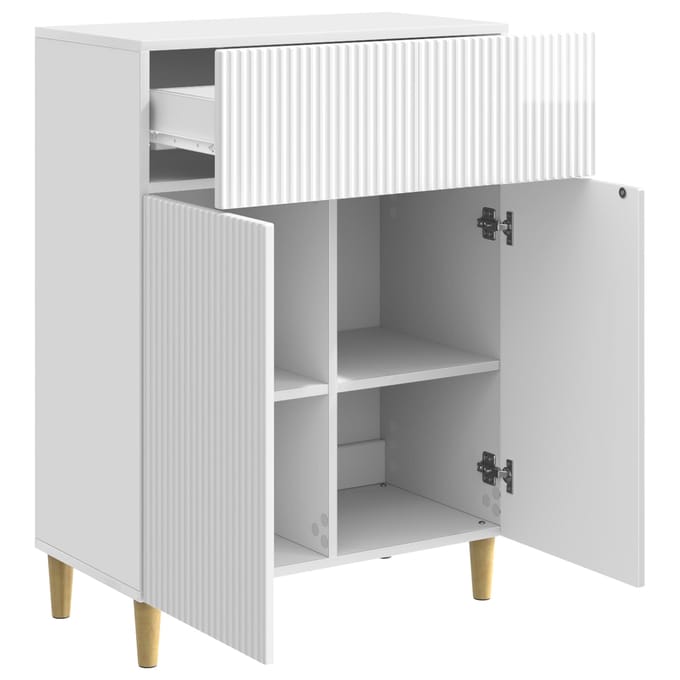 vidaXL - Dressoir - met - lade - Hoogglans - Wit - 66 - x - 34,5 - x - 90 - cm - Bewerkt - hout
