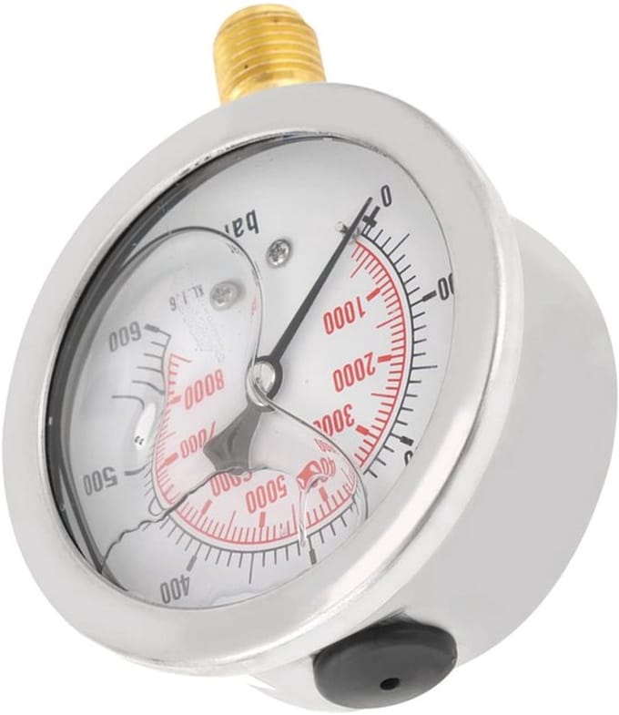 Allecto - Hydraulische Manometer - 63 Mm Wijzerplaat - Draagbaar