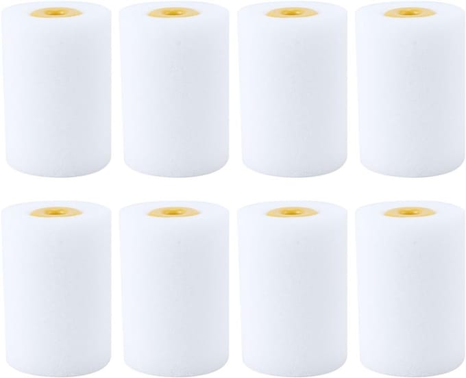 Set van 8 medium verfrollers van 5 cm voor een ultra-gladde afwerking op muren en plafonds met emulsieverf en satijnglansverf.