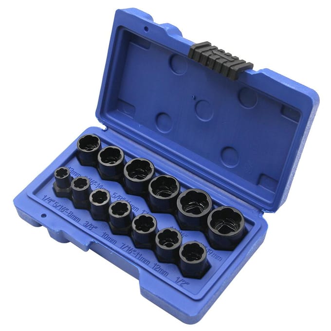 13PCS Impact Bout & Moer Verwijderaar Set Bout Extractor Verwijderaar Set met Opbergdoos zwart
