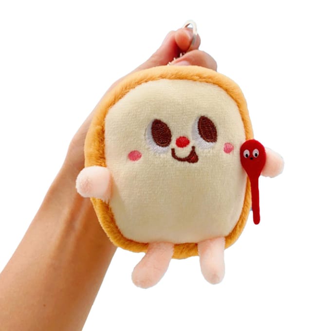 Schattige Voedsel Pluche Sleutelhanger Multifunctioneel Mini Cartoon Hanger Pop Pluche Speelgoed Sleutelhanger Toast beige