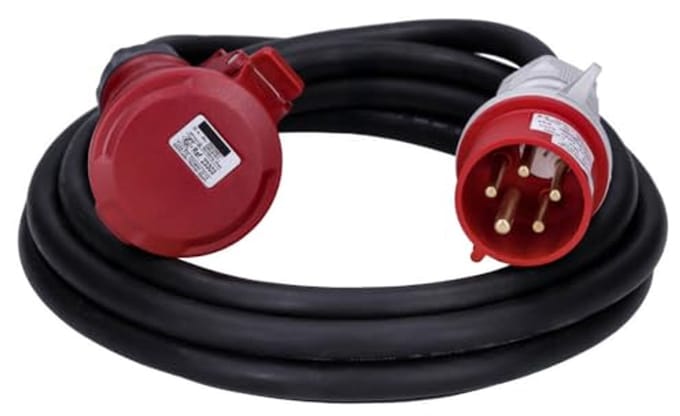 CEE Verlengkabel 5-polig 32A 400V H07RN Rubber 5m IP44