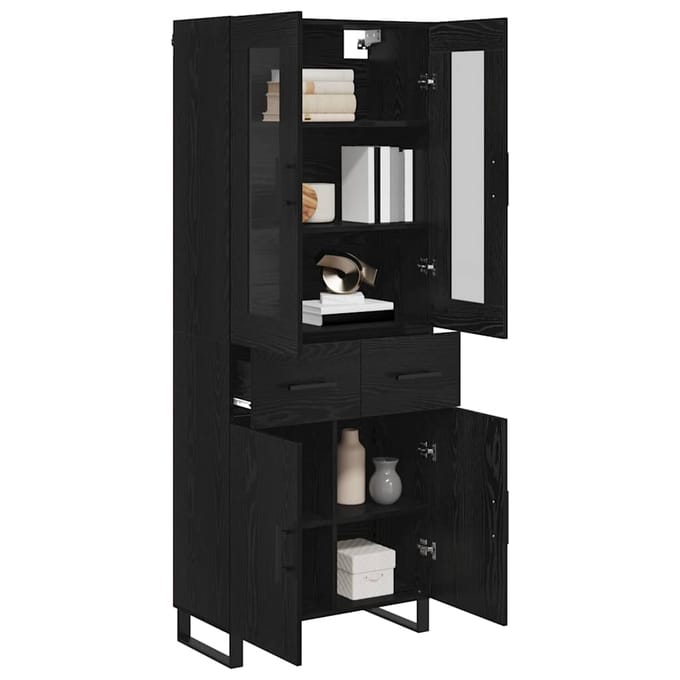 vidaXL - Highboard - 2 - st - Zwart - Eiken - 69,5 - x - 34 - x - 180 - cm - Bewerkt - hout