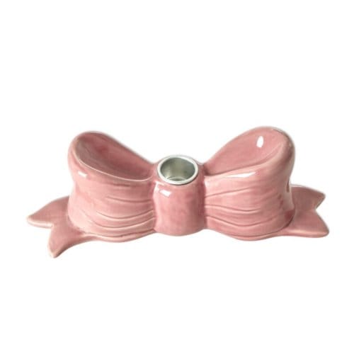 Rice keramiek kaarsenhouder strik, roze