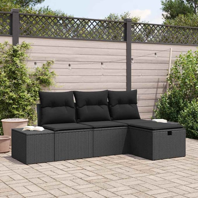 vidaXL - Bankstel - 4 - st - poly - rattan