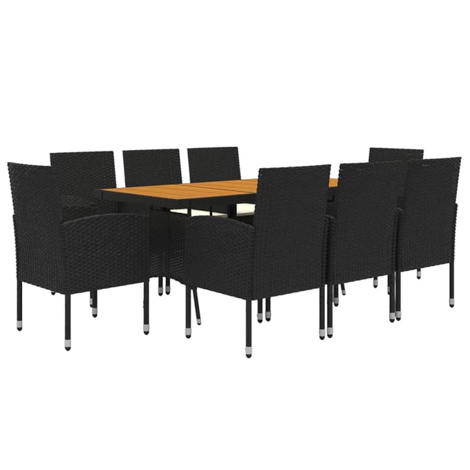 vidaXL - 9-delige - Tuinset - poly - rattan - zwart