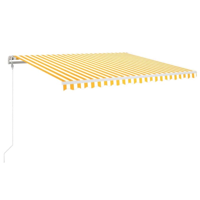 vidaXL - Luifel - automatisch - uittrekbaar - 400x350 - cm - geel - en - wit