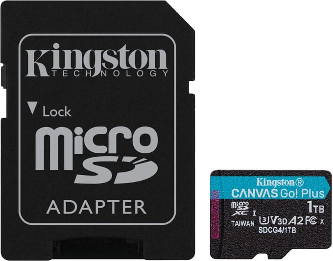 Kingston Canvas Go Plus - microSDXC Geheugenkaart - 1TB - V30 - Class 10 - 200/160 MB/s