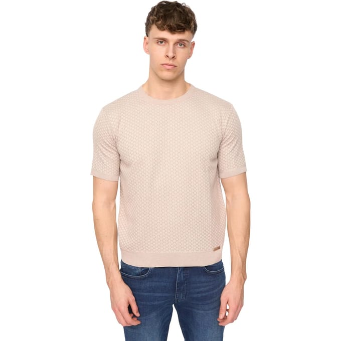 Duck and Cover Heren Mataso Gebreide T-Shirt (Stone)