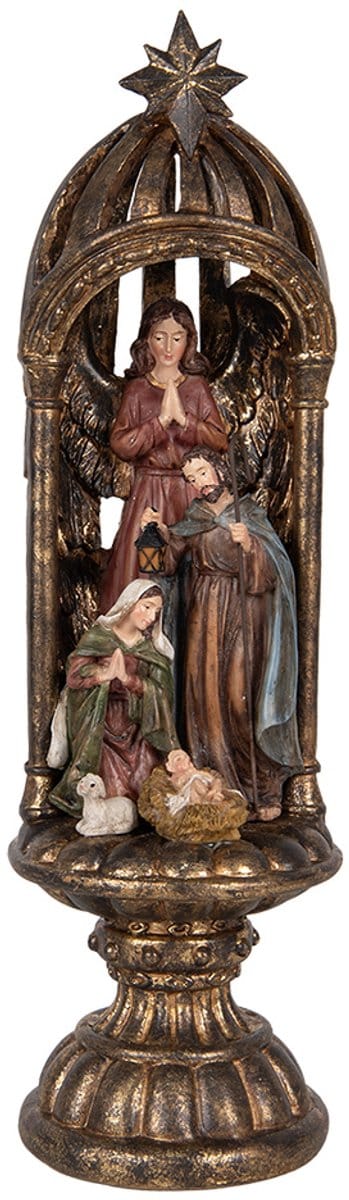 Clayre & Eef Decoratie Beeld Kerstgroep Ø 14x43 cm Goudkleurig Kunststof