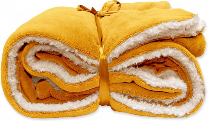 D- Unique Living - Lars Coral Fleece/suede Plaid 150x200cm Mellow Yellow