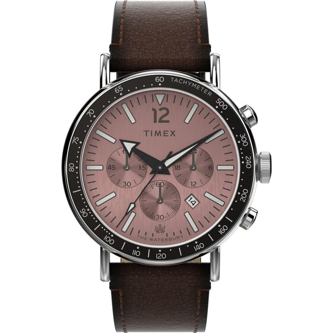 Timex Standard Chrono TW2W47300 Horloge - Leer - Bruin - Ø 43 mm
