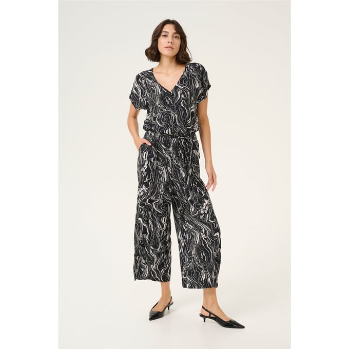 Jumpsuit Loose fit black offwhite