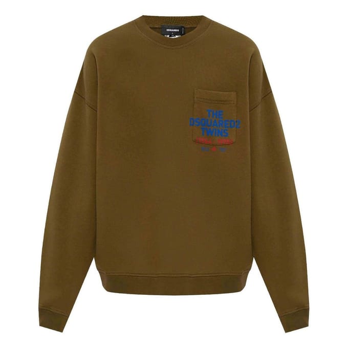 Dsquared2 Pocket Logo Militairgroene Sweatshirt