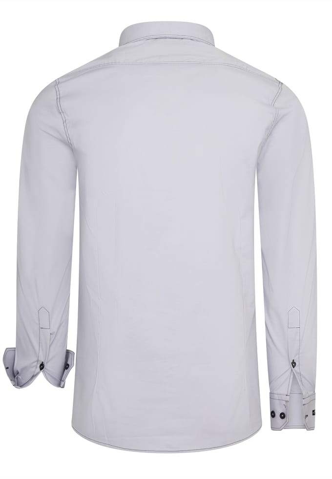Slim fit overhemd met lange mouwen en contrasterende stiksels