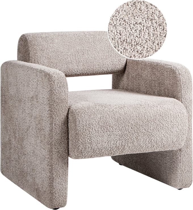 HALLSBERG - Fauteuil - Taupe - Bouclé