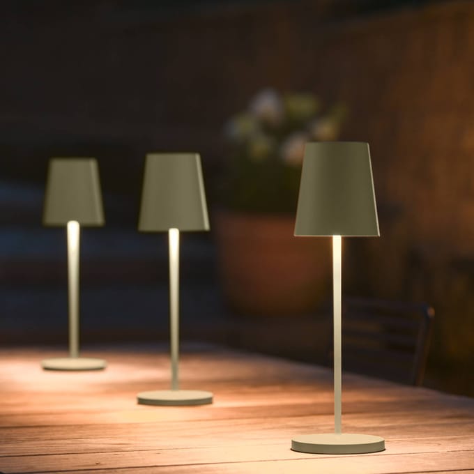 SLV LED-acculamp Vinolina Two, groen, aluminium, Ø 11 cm, IP65