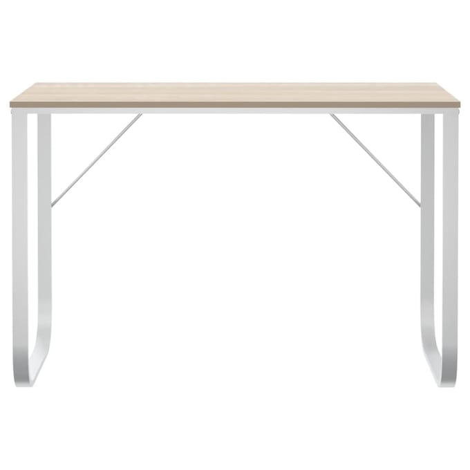 vidaXL - Computerbureau - 110x60x73 - cm - spaanplaat - wit - en - eikenkleurig