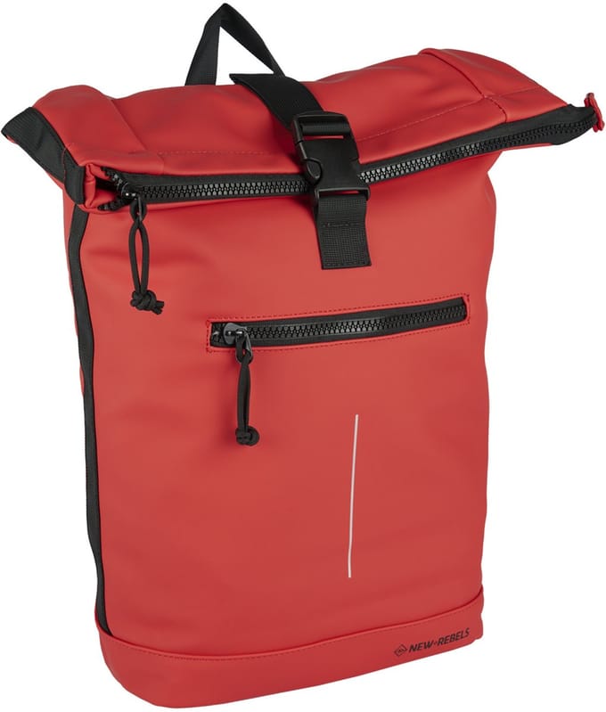 New Rebels Mart New York Rood 21L Rugtas Rolltop Waterafstotend Laptop 15.6