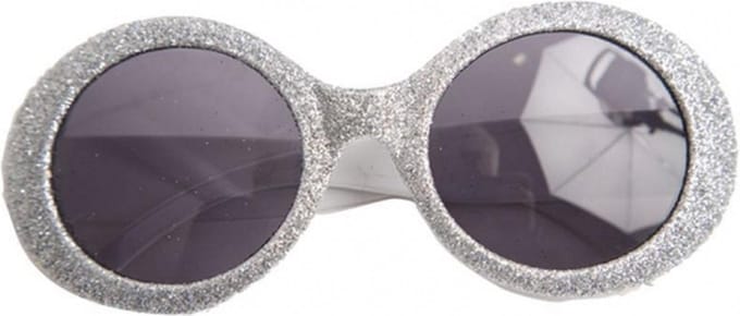 Faram Party Dames party bril - zilver met glitters - Seventies/disco stijl
