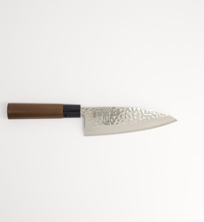 Roestvrijstalen - Kookmes Deba - 150mm x 3mm - Hammered Style