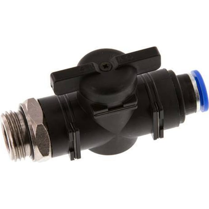 10 mm - G1/2'' Kunststof/Messing rechte 2-Weg Kogelkraan