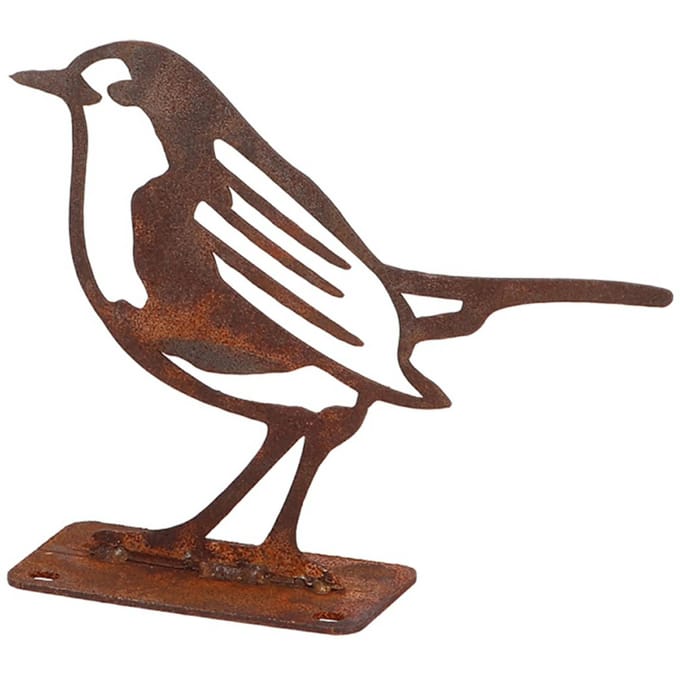 Esschert Design tuinbeeld roodborst van metaal roestkleurig decoratie.