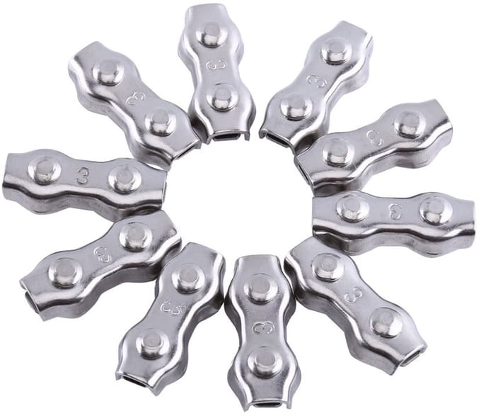 Dailygoods- Draadkabelklem M3 - Roestvrij Staal - Duplex Klem - 10