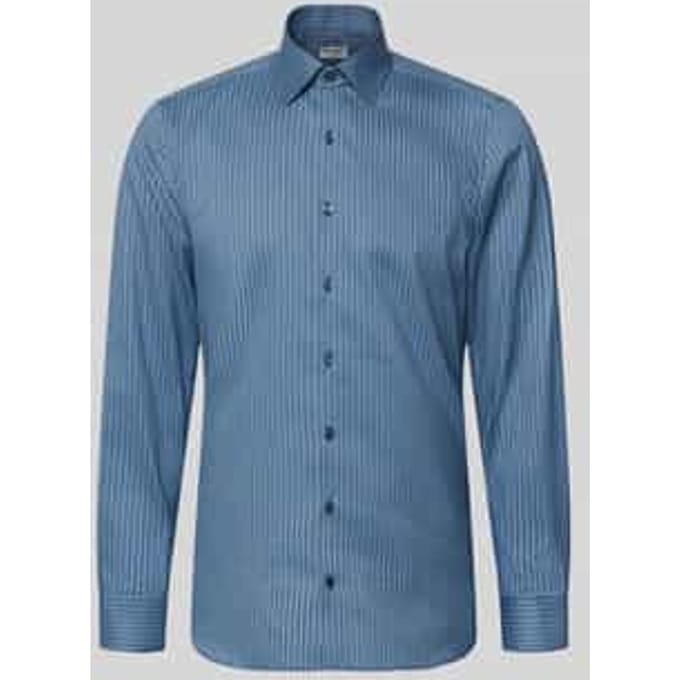 OLYMP Level Five Overhemd, Body Fit, Kent, Marineblauw