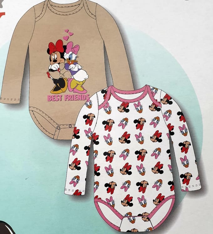 Disney Baby Minnie Mouse en Katrien Duck Rompers - Maat 86/92 - 2 stuks