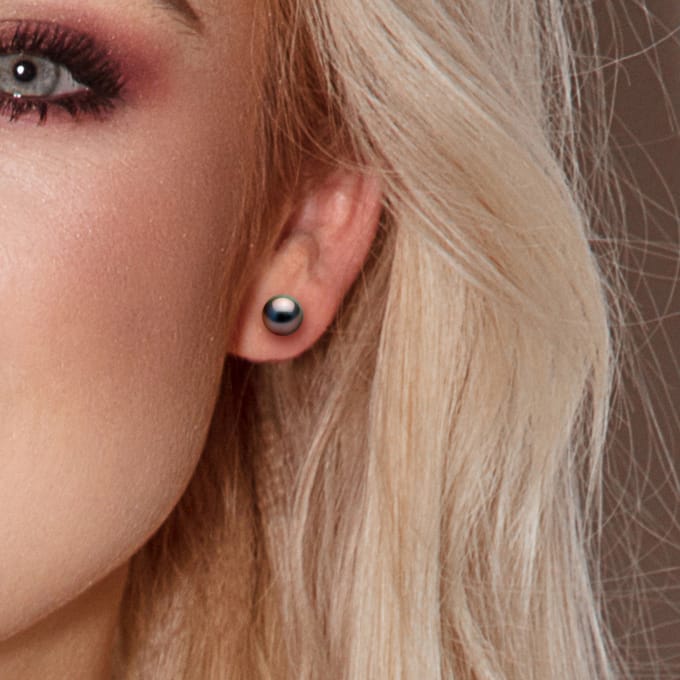 Oorbellen Studs Tahitian parels rond 8-9 mm captive Yellow Gold