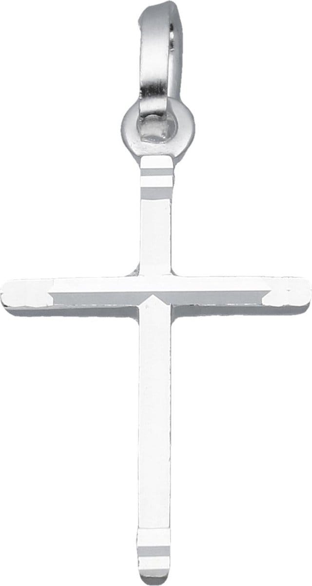 Classics&More hanger - kruisje - zilver - 19 x 12 mm - bewerkt - massief