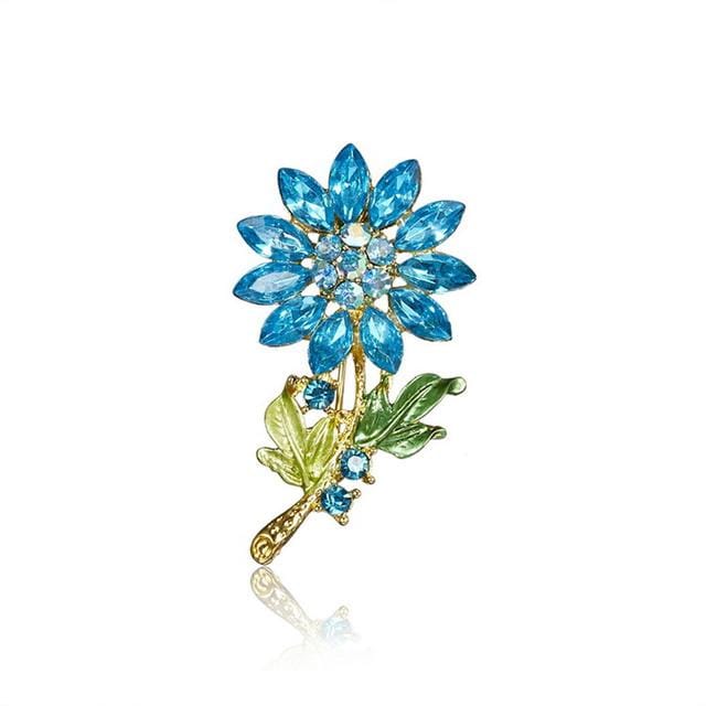 Mode Strass Broche Creatieve Bloemen Strass Legering Broche Sieraden Kledingaccessoires blue