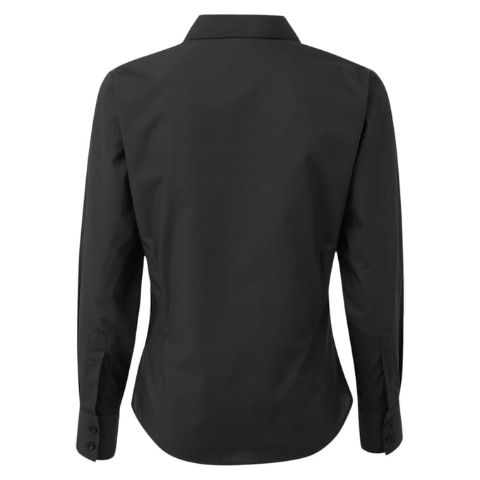 Premier Dames/Dames Popeline Blouse met Lange Mouwen (Zwart)