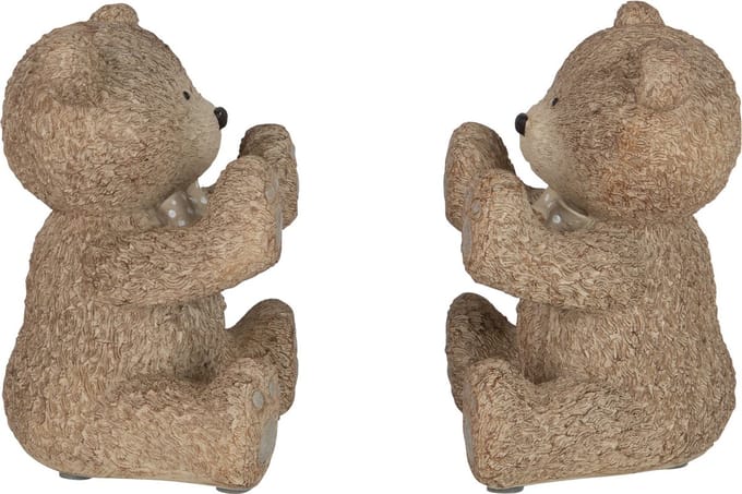 J-Line boekensteun Teddy - polyresin - lichtbruin - 2 stuks