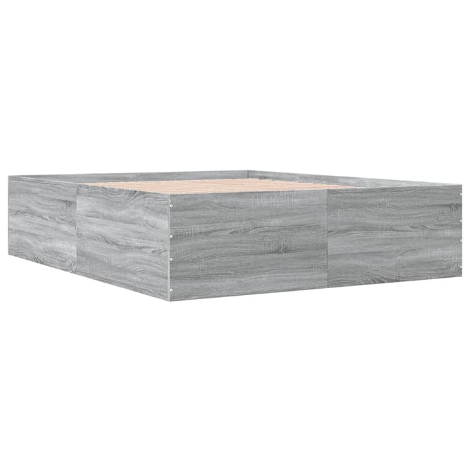 vidaXL - Bedframe - bewerkt - hout - grijs - sonoma - eikenkleurig - 160x200 - cm