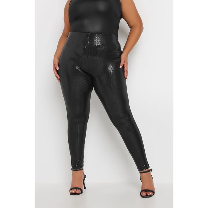 Yours Legging Met Paillettenversiering In Zwart Size 48