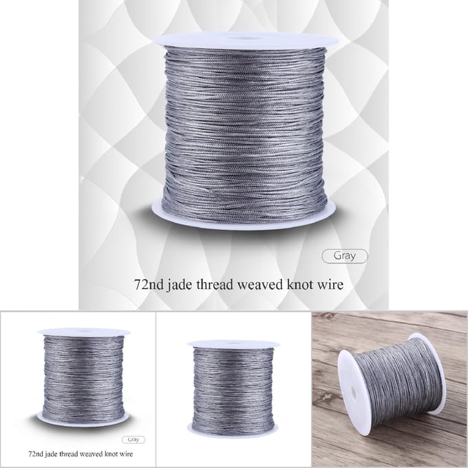 100M x 0,8 mm nylon Chinese knoopkoord rattail macramé shamballa draad grijs wit
