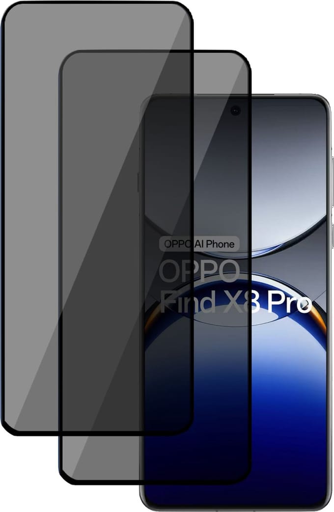 2x Privé Screenprotector geschikt voor OPPO Find X8 Screenprotector - Privacy Beschermglas - Privacy Proteqt+