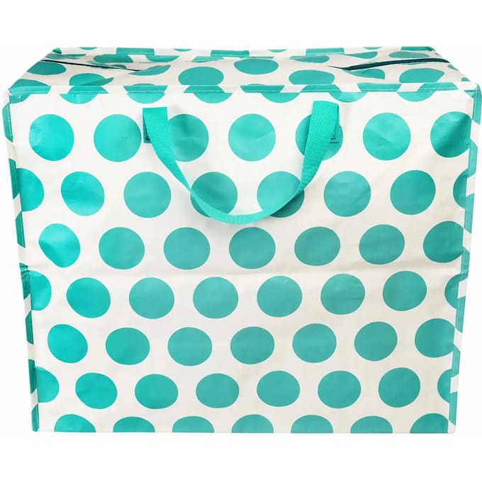 XXL tas / Jumbo tas turquoise on cream / Groene stip