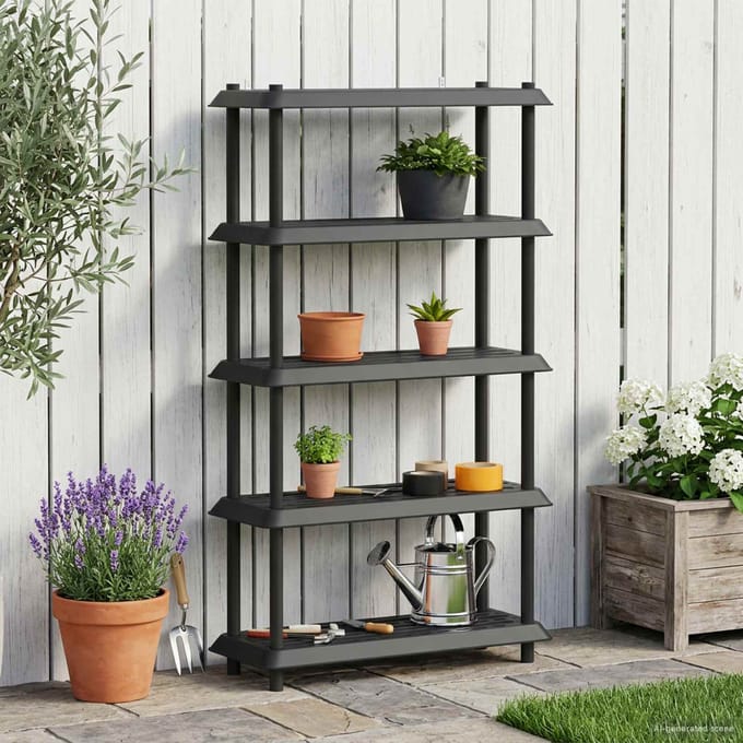 vidaXL - Plankenunit - 5-laags - 100 - x - 40 - x - 177 - cm - PP - Antracietkleurig