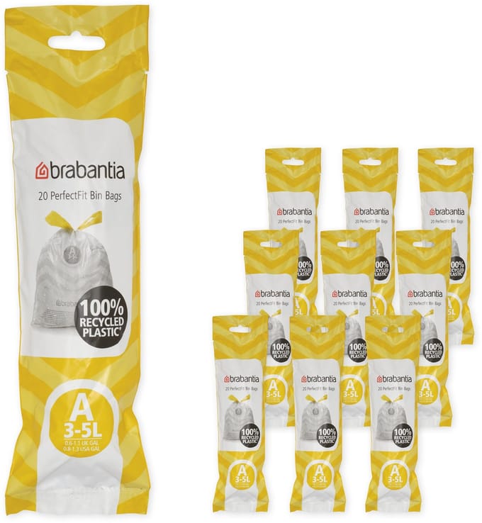 Brabantia PerfectFit Vuilniszakken - 3 l - Code A - 10 rollen x 20 stuks