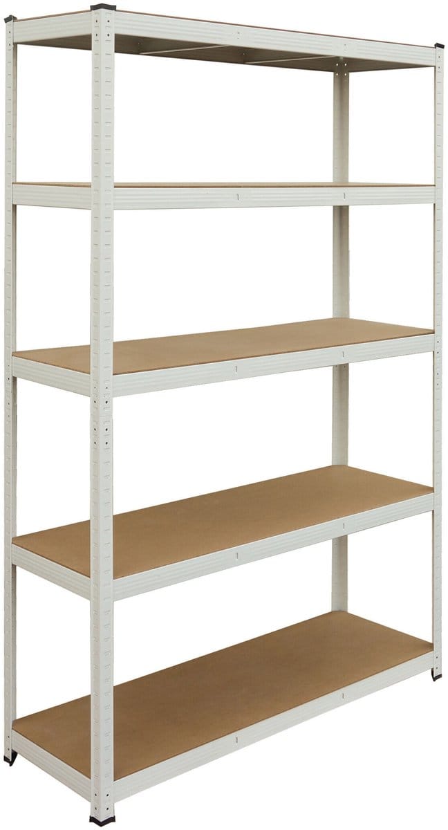 Zware stelling - wit-bruin - 120x200x40 cm - staal - met verstelbare legborden