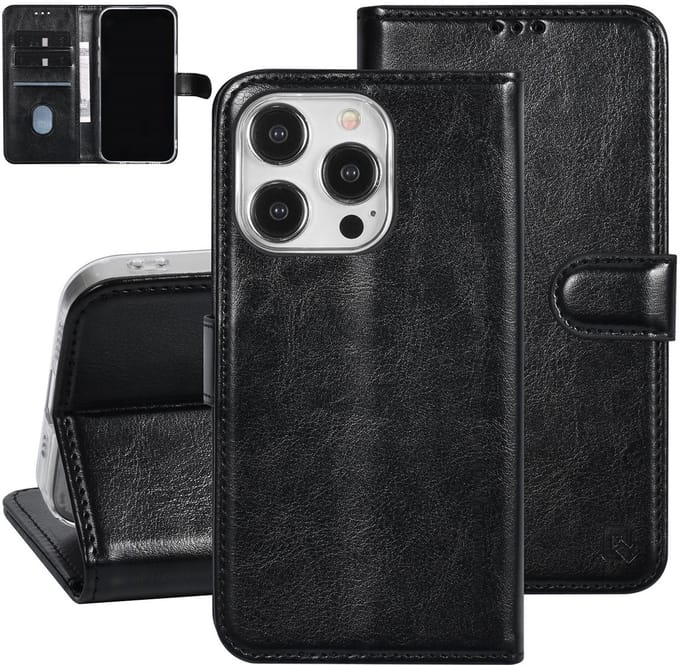 UNIQ Accessory Back Cover - Zwart voor Apple iPhone 15 Pro - Magnetische Sluiting - Pasjeshouder